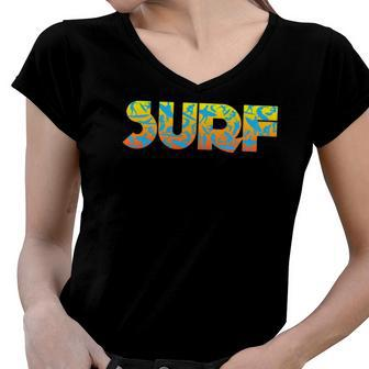 Surfing Surf Surfboard Water Sport Women V-Neck T-Shirt | Mazezy