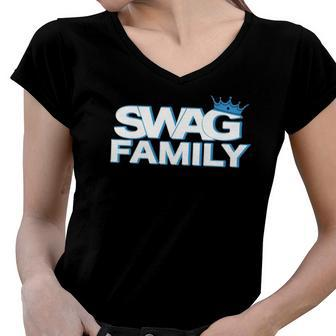 Swag Family Crown Swagger Women V-Neck T-Shirt | Mazezy