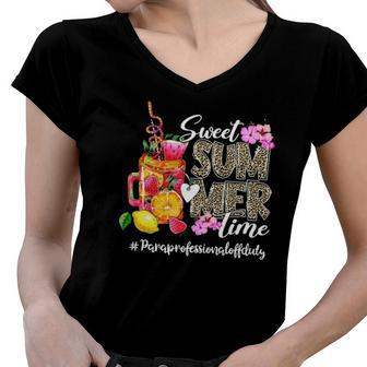 Sweet Summer Time Para Off Duty Summer Gifts Women V-Neck T-Shirt | Mazezy