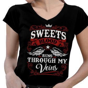 Sweets Name Shirt Sweets Family Name Women V-Neck T-Shirt - Monsterry