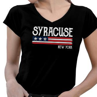 Syracuse New York City Ny Souvenir Gift Women V-Neck T-Shirt | Mazezy
