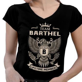Team Barthel Lifetime Member V3 Women V-Neck T-Shirt - Seseable