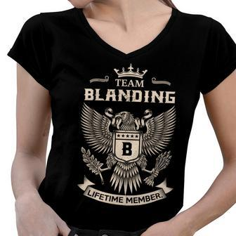 Team Blanding Lifetime Member V3 Women V-Neck T-Shirt - Seseable