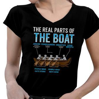 The Real Parts Of The Boat Rowing Gift Women V-Neck T-Shirt | Mazezy