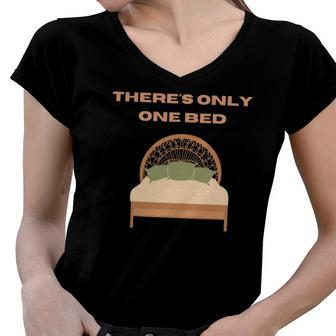 Theres Only One Bed Fanfiction Writer Trope Gift Women V-Neck T-Shirt | Mazezy