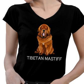 Tibetan Mastiff Crazy Dog Lover Women V-Neck T-Shirt | Mazezy
