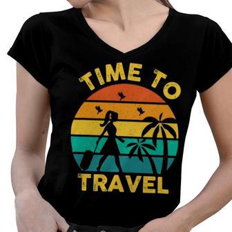 Time To Travel 807 Trending Shirt Women V-Neck T-Shirt | Favorety DE