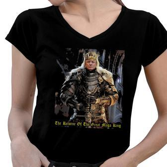 Trump King Of Avalon Maga King The Return Of The Great Maga King Women V-Neck T-Shirt | Mazezy