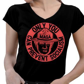 Ultra Maga 2024 Only You Can Prevent Socialism We The People 1776 2022 Red Women V-Neck T-Shirt | Favorety DE