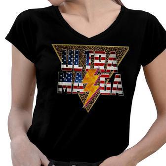 Ultra Maga Distressed Lightning Leopard Proud Ultramaga Gift Women V-Neck T-Shirt | Favorety CA