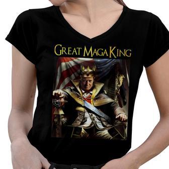 Ultra Maga Great Maga King Shirt Great Maga King Trump 2024 Women V-Neck T-Shirt | Favorety AU