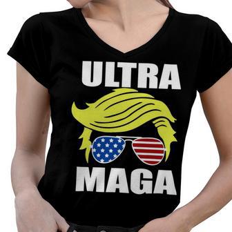 Ultra Maga Joe Biden Pro Trump Gift Women V-Neck T-Shirt | Favorety AU