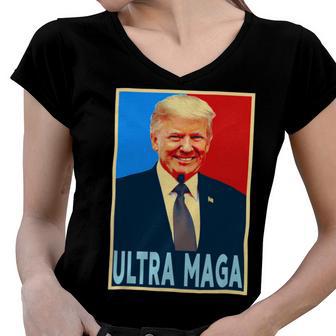 Ultra Maga President Donald Trump Gift Women V-Neck T-Shirt | Favorety