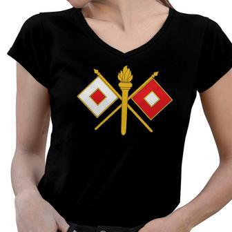 United States Army Signal Corps Women V-Neck T-Shirt | Mazezy
