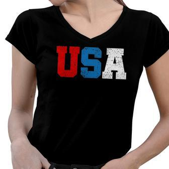 Usa Fouth Of July Teeamerica United States Women V-Neck T-Shirt | Mazezy