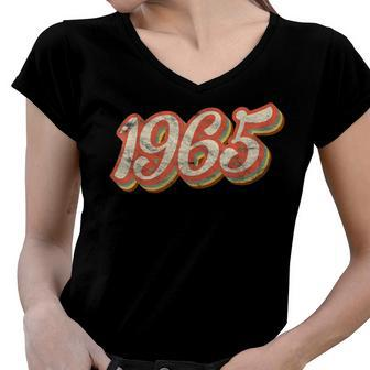 Vintage 1965 Text 56Th Birthday Retro 56 Year Old Women V-Neck T-Shirt - Seseable
