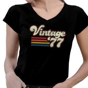 Vintage 1977 45Th Birthday Party Gift Women V-Neck T-Shirt | Mazezy