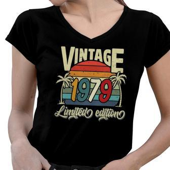 Vintage 1979 43Rd Birthday Limited Edition 43 Years Old Bday Women V-Neck T-Shirt | Mazezy