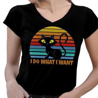 Vintage Black Cat Lover 272 Shirt Women V-Neck T-Shirt | Favorety UK