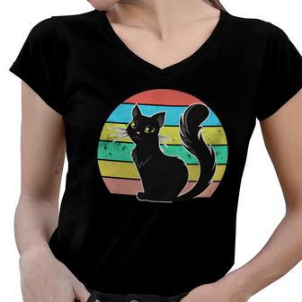 Vintage Black Cat Lover 307 Shirt Women V-Neck T-Shirt | Favorety DE