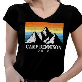 Vintage Camp Dennison Ohio Mountain Hiking Souvenir Print T Shirt Women V-Neck T-Shirt - Monsterry DE