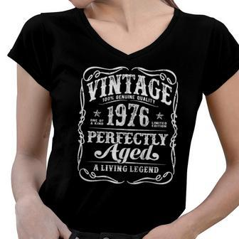 Vintage Legends Made In 1976 Classic 46Th Birthday Women V-Neck T-Shirt | Mazezy