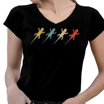 Vintage Lizard Retro For Animal Lover 172 Shirt Women V-Neck T-Shirt | Favorety DE