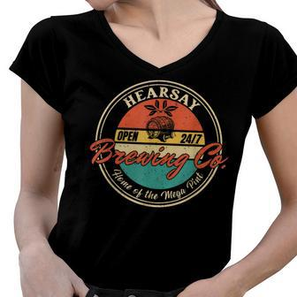 Vintage Mega Pint Brewing Co Happy Hour Anytime Hearsay Women V-Neck T-Shirt - Monsterry DE