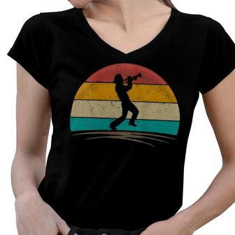 Vintage Trumpet Cool Retro Trumpet Player 145 Shirt Women V-Neck T-Shirt | Favorety UK