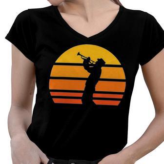 Vintage Trumpet Cool Retro Trumpet Player 158 Shirt Women V-Neck T-Shirt | Favorety CA