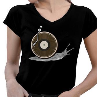 Vinyl Snail Vinyl Records Dj Vinyl Slug Lp Collector 155 Trending Shirt Women V-Neck T-Shirt | Favorety