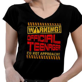 Warning Official Teenager Do Not Approach 13Th Birthday Women V-Neck T-Shirt | Mazezy