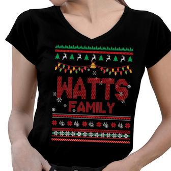 Watts Name Gift Watts Family Women V-Neck T-Shirt - Seseable