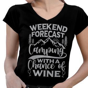 Weekend Forecast Mountain Camper 11 Shirt Women V-Neck T-Shirt | Favorety