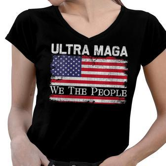 Womens We Are The People Men And Women Vintage Usa Flag Ultra Mega Women V-Neck T-Shirt - Seseable