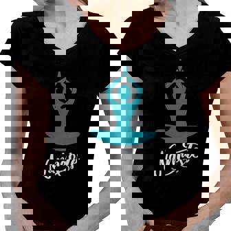 Yoga Namaste Lotus Position Graphic Yoga Position Cool Women V-Neck T-Shirt | Mazezy