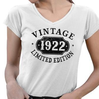 100 Years Old 100Th Birthday Male Female Him Her Limited 1922 Gift Women V-Neck T-Shirt | Mazezy