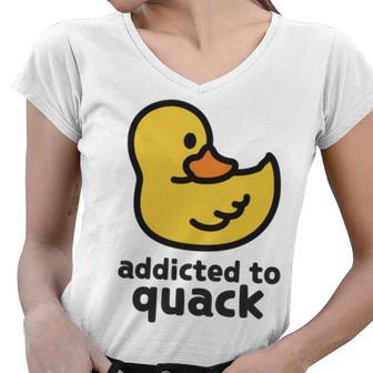 Addicted To Quack Women V-Neck T-Shirt | Favorety UK