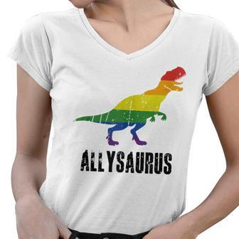 Allysaurus Ally Pride Gay Pride Lgbt Allysaurus Women V-Neck T-Shirt | Mazezy CA