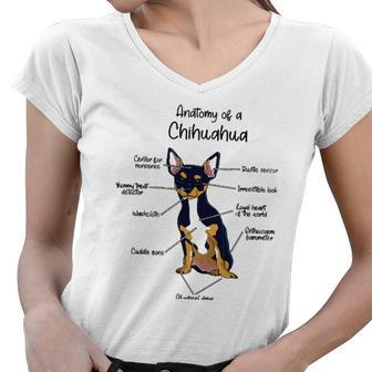 Anatomy Of A Chihuahua Dog Dogs Pet Women V-Neck T-Shirt | Mazezy
