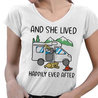 And She Lived Happily Ever After Women V-Neck T-Shirt | Favorety AU