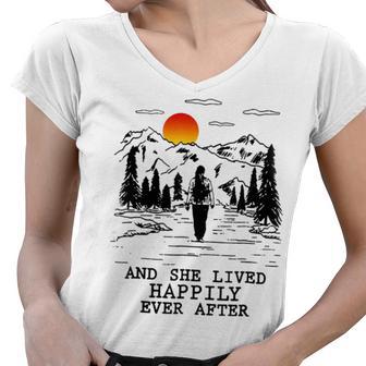 And She Lived Happily Ever After Women V-Neck T-Shirt | Favorety