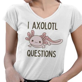 Axolotl I Axolotl Questions Cute Animal Mexican Walking Fish Women V-Neck T-Shirt | Favorety CA