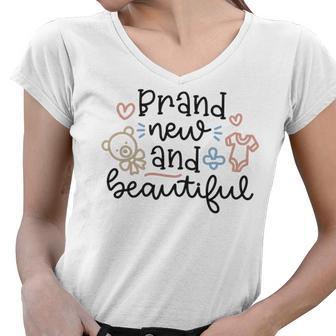 Baby Shower Text Design Brand New And Beautiful Women V-Neck T-Shirt | Favorety UK