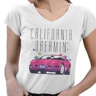 Barbie California Dreamin Music Lover Gift Women V-Neck T-Shirt | Mazezy