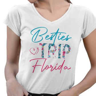 Besties Trip Florida Vacation Matching Best Friend Women V-Neck T-Shirt | Mazezy
