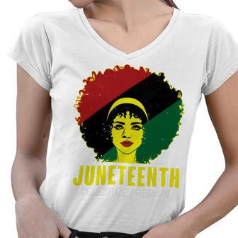 Black Queen Juneteenth Celebrate Freedom Tshirt Women V-Neck T-Shirt - Monsterry AU