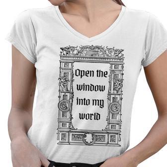 Black White Gothic Medieval Women V-Neck T-Shirt | Favorety