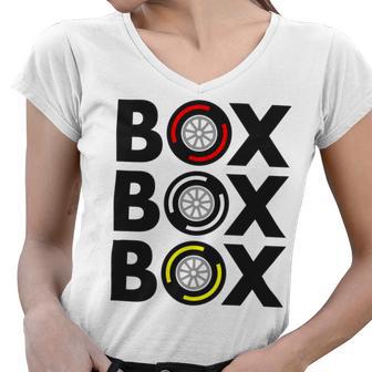 Box Box Box F1 Tyre Compound Design V2 Women V-Neck T-Shirt | Favorety DE