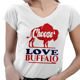 Choose Love Buffalo Pray For Stop Hate Women V-Neck T-Shirt | Mazezy